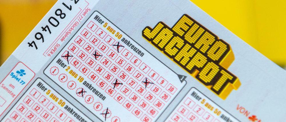 Ein ausgefüllter Eurojackpot-Tippschein