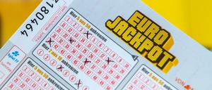 Ein ausgefüllter Eurojackpot-Tippschein