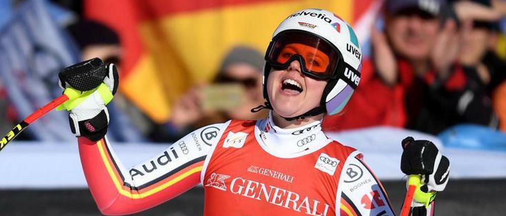Viktoria Rebensburg wusste nach ihrer Zieldurchfahrt sofort, dass sie ein starkes Rennen abgeliefert hatte.