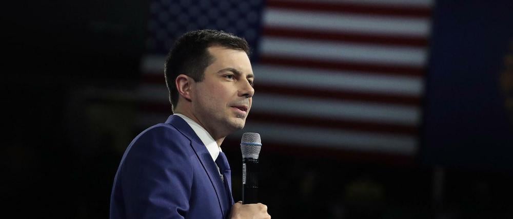 Der demokratische Kandidat Pete Buttigieg bei einem Wahlkampfauftritt.