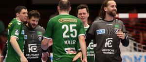 Allen Grund zum Jubeln. Die Füchse Berlin starteten erfolgreich in den EHF-Pokal, dessen Finalturnier bekanntlich in Berlin ausgetragen wird. 