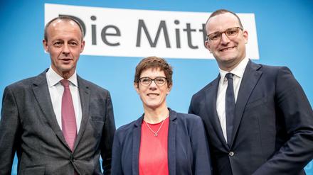 Wer folgt auf Annegret Kramp-Karrenbauer an die CDU-Spitze? Jens Spahn, Friedrich Merz, oder Armin Laschet (nicht im Bild)?