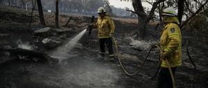 Feuerwehrmänner in New South Wales bekämpfen Glutnester.