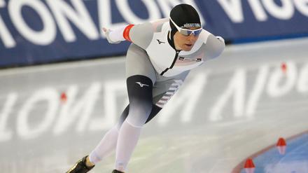 Claudia Pechstein in ihrem Lauf über 3000 Meter. 