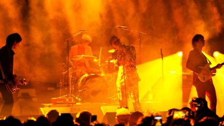 Die Strokes bei ihrem Konzert für den demokratischen Präsidentschaftskandidaten Bernie Sanders am 10. Februar in Durham, New Hampshire