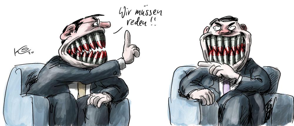 Zähne zeigen - ganz wörtlich auf der Münchner Sicherheitskonferenz.