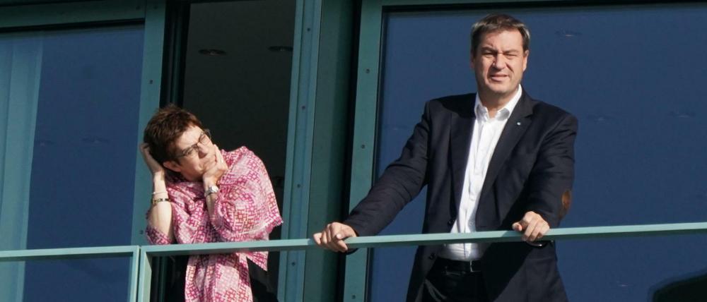 eDie CDU-Vorsitzende Annegret Kramp-Karrenbauer und der bayerische Ministerpräsident Markus Söder (CSU) bei einem Treffen am 10.02.2020. (Archivbild)