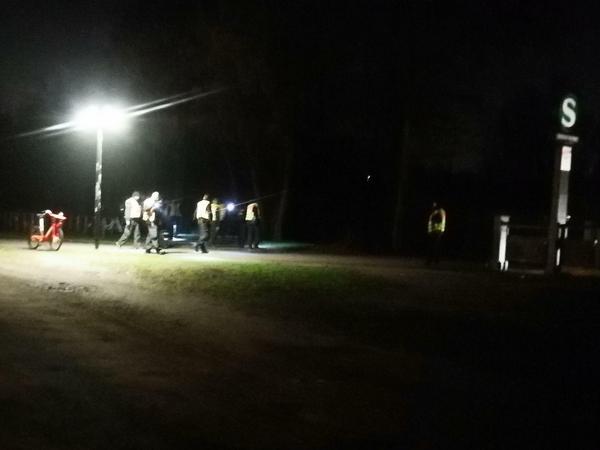 Polizisten suchten gründlich die umliegenden Grünanlagen nach Spuren ab.