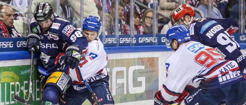 Kampf der Rekordmeister. Die Eisbären und Adler Mannheim boten am Sonntag großes Eishockey.
