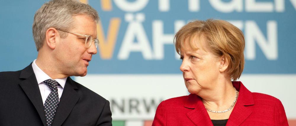Norbert Röttgen und Angela Merkel im Wahlkampf in NRW.