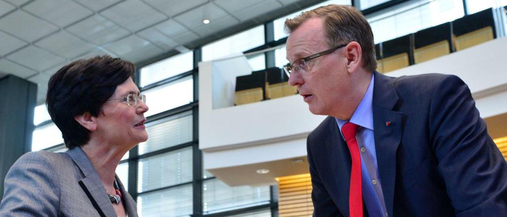 2014: Thüringens damalige Ministerpräsidentin Lieberknecht mit dem damaligen Linken-Fraktionschef Ramelow. 