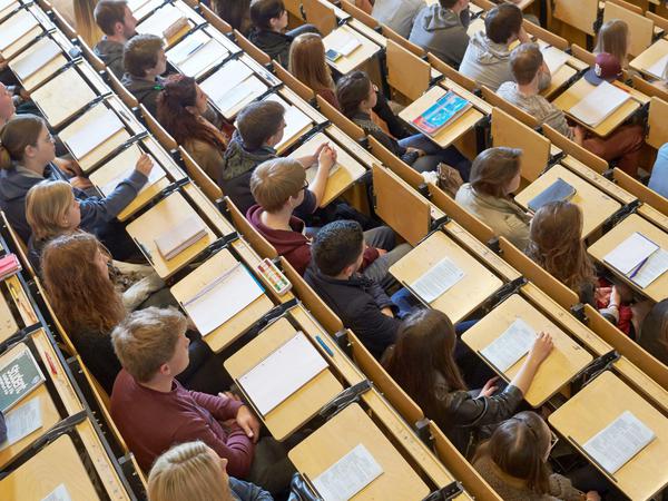 Studenten im Hörsaal der Uni Koblenz-Landau.