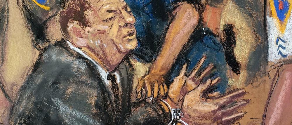 Harvey Weinstein wurden Handschellen angelegt, nachdem er für schuldig gesprochen worden war.