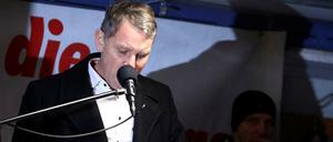 Thüringens AfD-Chef Björn Höcke als Hauptredner bei der Pegida-Kundgebung am 17. Februar in Dresden.