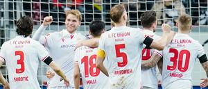 So sehen Sieger aus. Der 1. FC Union gewinnt bei Eintracht Frankfurt.