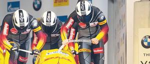 Schieber, Schieber! Auf die Kraft eines Eric Franke vertraut Pilot Nico Walther am Wochenende bei der Viererbob-WM in Altenberg.