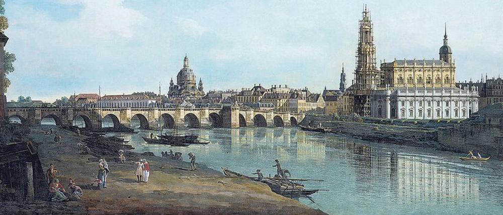 Nah am Wasser gebaut. Bernardo Bellotto, besser bekannt unter dem Namen Canaletto, malte 1748 diese Ansicht Dresdens.