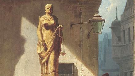 Von wegen blind. Carl Spitzwegs „Justitia“ aus dem Jahr 1857.