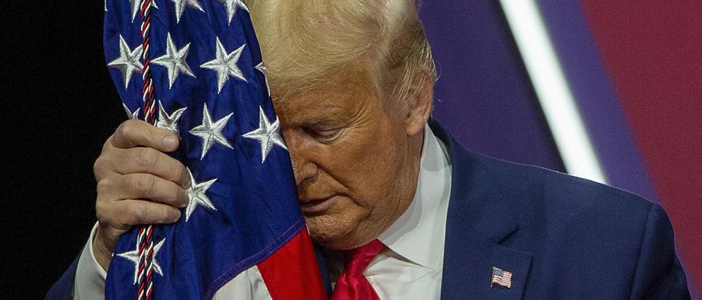 US-Präsident Donald Trump bei einem Treffen von Konservativen in National Harbor, Maryland 