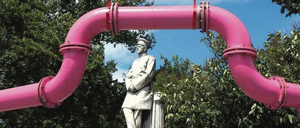 Ohne die Entwässerungsrohre ist die Berliner Wirklichkeit wieder etwas farbloser. 