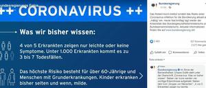 Die Bundesregierung klärt auf Facebook mit Fakten zum Coronovirus auf.