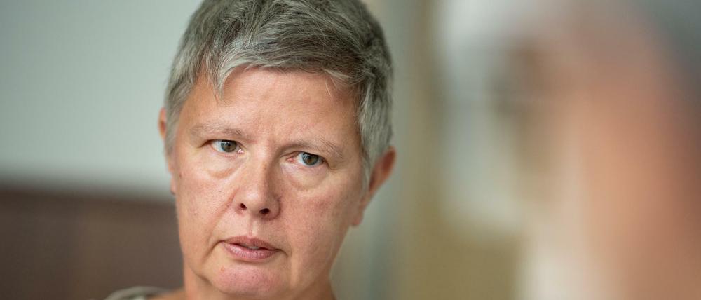 Katina Schubert, Landesvorsitzende der Partei DIE LINKE Berlin. Von den Drohungen wolle sie sich nicht einschüchtern lassen.
