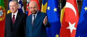 Wegweisend? EU-Ratspräsident Charles Michel (r.) und der türkische Staatschef Recep Tayyip Erdogan bei ihrem Treffen am Montag in Brüssel. 
