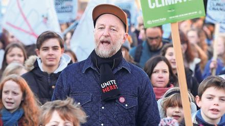 Billy Bragg bei einer Demonstration zum Klimaschutz im November 2019