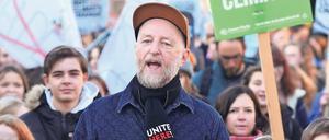 Billy Bragg bei einer Demonstration zum Klimaschutz im November 2019