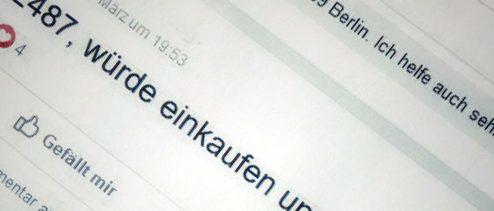 Auf Facebook haben sich Gruppen gegründet, etwa „Quarantäne-Hilfe-Berlin“.