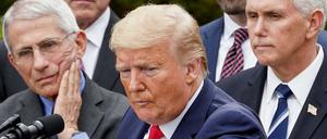 Donald Trump, der Direktor des "National Institute of Allergy and Infectious Diseases Director" Anthony Fauci und Vizepräsident Mike Pence.