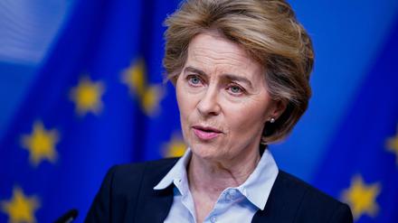EU-Kommissionspräsidentin Ursula von der Leyen bei einer Pressekonferenz am 10.03.2020 in Brüssel.