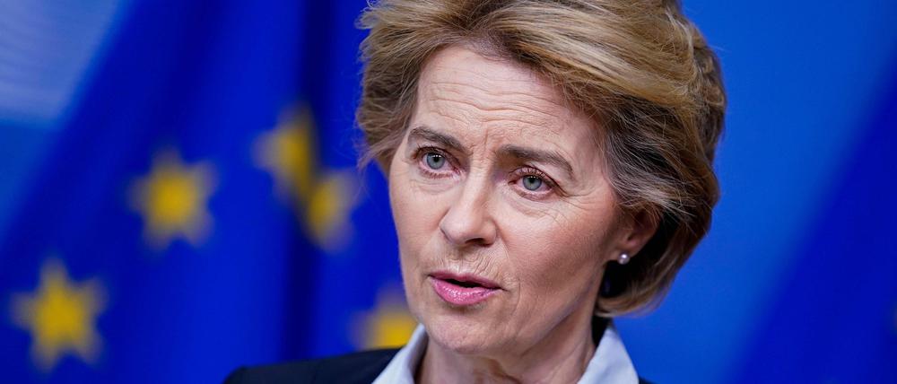 EU-Kommissionspräsidentin Ursula von der Leyen bei einer Pressekonferenz am 10.03.2020 in Brüssel.