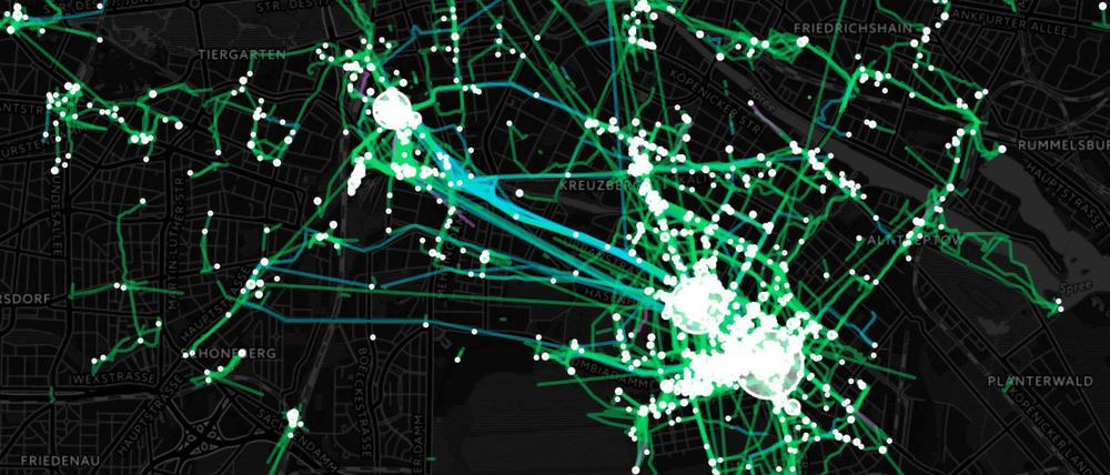 Radius auf dem Radar. Bewegungsprofil einer Person in Berlin. 