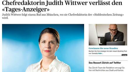 Der Schweizer "Tages-Anzeiger" verabschiedet sich von Judith Wittwer, die als Chefredakteurin zur "Süddeutschen Zeitung" wechselt.