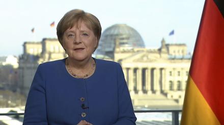 Bundeskanzlerin Angela Merkel bei ihrer Rede an die Nation zur Coronakrise.