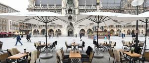 Ein leeres Restaurant in der Münchner Innenstadt.
