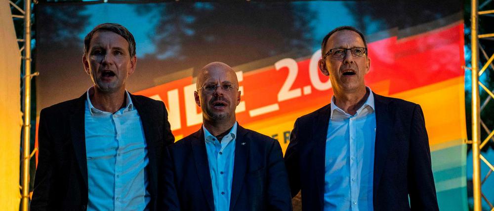 Die drei „Flügel“-Freunde Björn Höcke, Andreas Kalbitz und Jörg Urban.