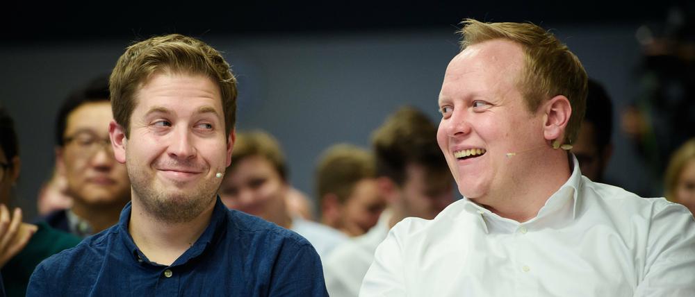 Juso-Chef Kevin Kühnert (links) und der JU-Vorsitzende Tilman Kuban.