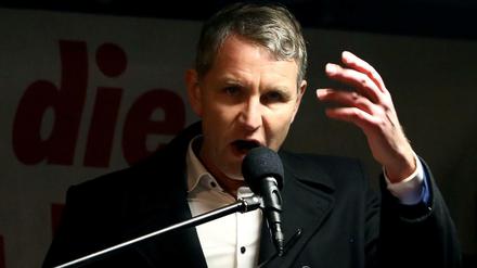 Der AfD-Landeschef Björn Höcke, hier bei einer Rede vor Pegida-Anhängern.
