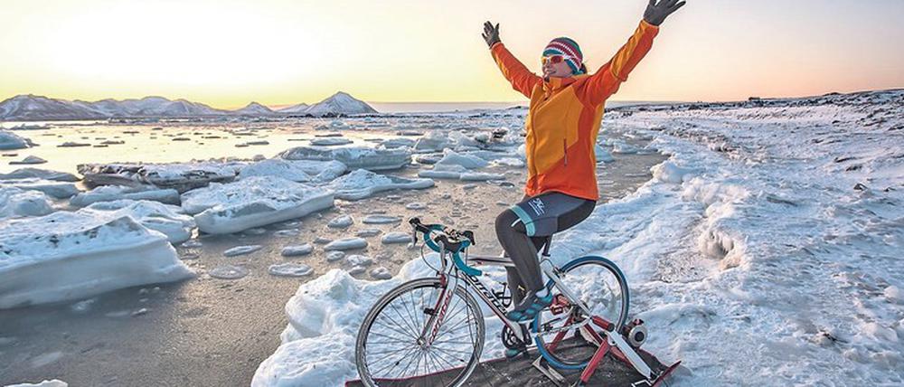 Durchatmen. Forscherin Joanna Perchaluk nutzt ihre Zeit auf Spitzbergen auch als Vorbereitung für Triathlon-Wettkämpfe.