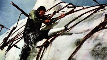 Holzbein, sei wachsam! Captain Ahab, gespielt von Gregory Peck, ringt in John Hustons Verfilmung von "Moby Dick" mit dem weißen Wal.