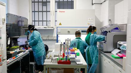 In einem Berliner Labor werden Corona-Tests ausgewertet.