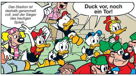Verschoben: Das „Lustige Taschenbuch Extra“ erscheint wegen der Coronakrise ein Jahr später als geplant, hier eine Szene daraus.