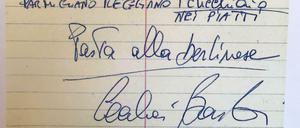 Nudeln mit grünem Spargel plus Autogramm: das Rezept für Pasta alla berlinese von Cecilia Bartoli. 