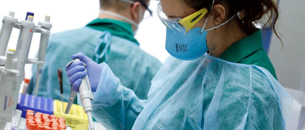 Eine Coronavirus-Test wird in Berlin analysiert.