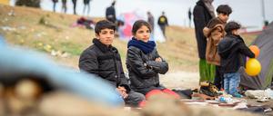 Geflüchtete an der griechisch-türkischen Grenze.