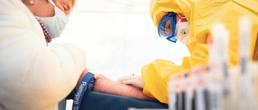 Blut statt Spucke. Mit einem Bluttest könnten auch Antikörper gefunden werden.