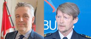 Brandenburgs neuer Polizeipräsident Oliver Stepien (links) und sein Vize, der ursprüngliche Favorit für den Posten, Roger Höppner.