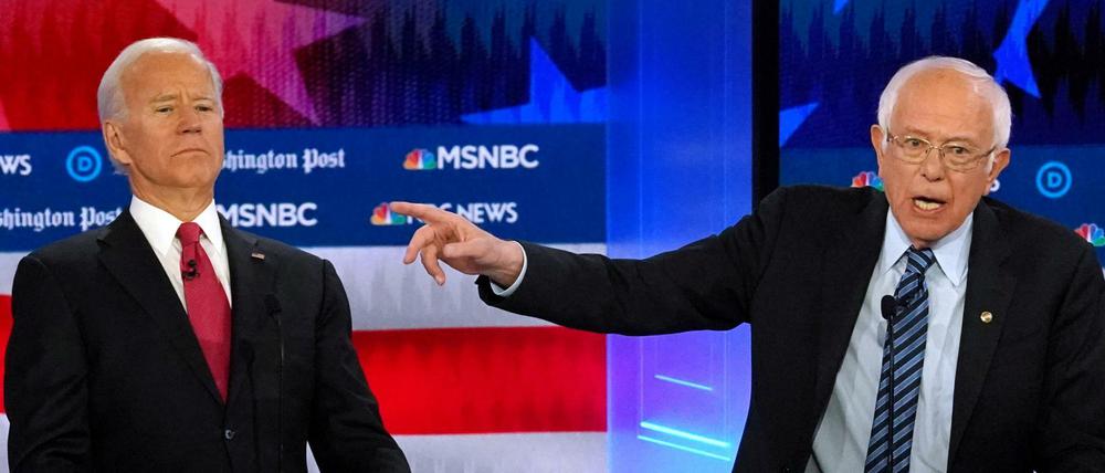 Joe Biden muss es jetzt richten: Bernie Sanders (hier bei einer TV-Debatte in Atlanta) räumt das Feld.